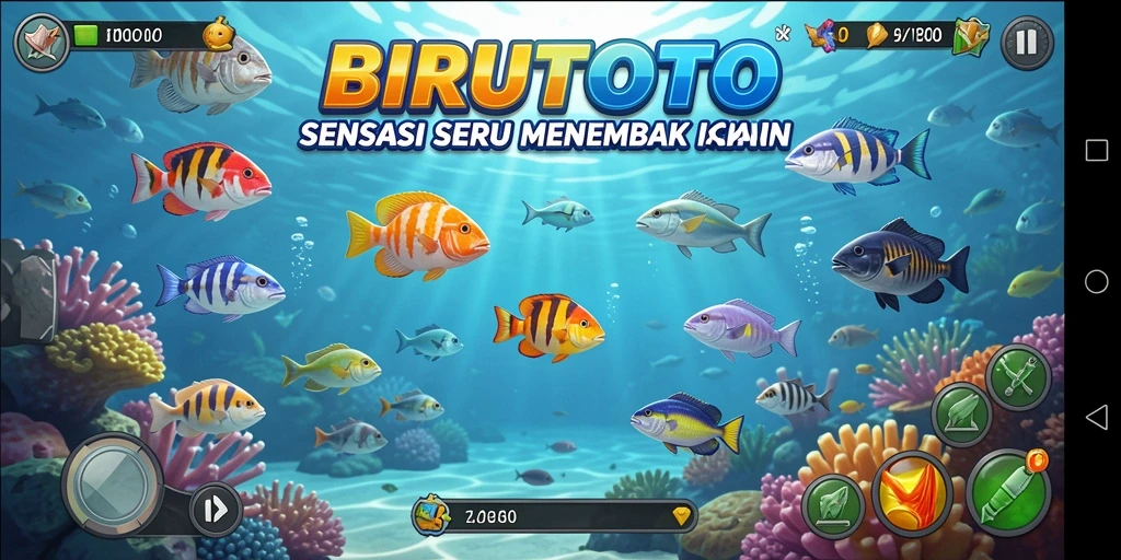 Screenshot gameplay BIRUTOTO menampilkan pengalaman menembak ikan yang seru.